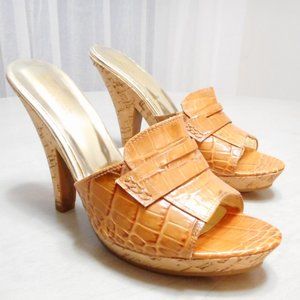 Michael Kors Croc Embossed Cork Heels  size 7.5